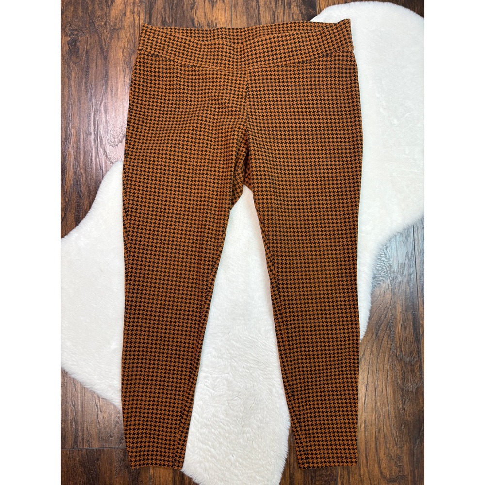 Lands' End Starfish Leggings XL  Black Brown‎ Houndstooth Pull On Pants Womens